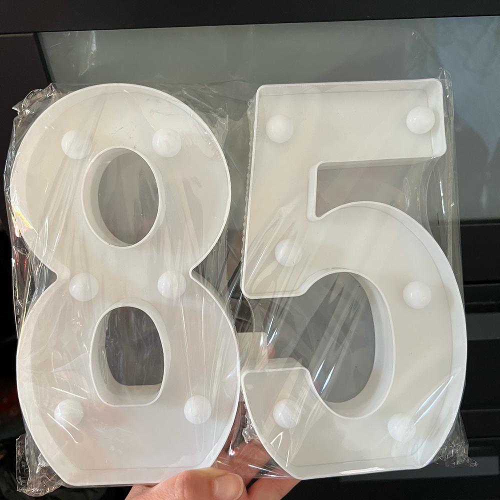 White Number 85 LED Marquee Sign - Party Decor